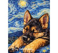 German Shepherd Puppy Notebook - 8” x 10” Lined Journal | 70 Sheets | Starry Night Style Design: A dreamy lined notebook with an adorable German ... perfect for dog lovers, journaling, or school