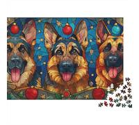 German Shepherd Stained Glass Puzzle Imposible,desafío para Adultos Juego Educativo 1000 Piezas Obra De Arte De Juego De para Adultos, Regalos A Partir De 14 Años 70x50cm/1000pcs