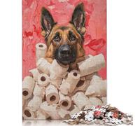 German Shepherd with Toilet Paper Painting German Shepherd Toilet Paper Print Rompecabezas Imposible,desafío for Adults Juego Educativo 1000 Piezas Obra De Arte De Juego De para Adultos Y Niños 300p