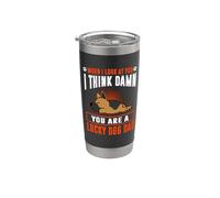 German Shepherd You Are A Lucky Dog Dad Funny Puppy Dogs Vaso térmico de acero inoxidable de doble pared