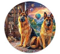 German Shepherds in Library 1000 Piezas Rompecabezas Redondo Rompecabezas Redondo De Puzzle 1000 Piezas German Shepherds in Library para Adultos Y Niños Juguetes De Descompresión para Adultos 1000pcs
