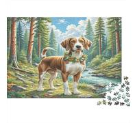 German Shorthaired Pointer 1000Pc for Adults Gifts Brittany Spaniel in Forest Educational Game Challenge & Brainteasing Activity 70x50cm/1000pcs