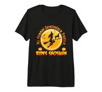 German Shorthaired Pointer Dog Rides Shotgun Witch Halloween Camiseta Premium