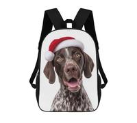 German Shorthaired Pointer Dog with Santa Hat Mochila Infantil, Mochila Escolar Para Niños, Mochila Escolar Infantil Con Estampado 3D De Dibujos Animados, Mochila De Gran Capacidad Para Niños Y Niñas