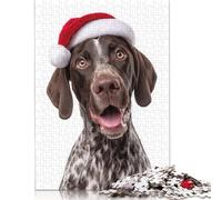 German Shorthaired Pointer Dog with Santa Hat Puzzles Imposible,desafío para Adultos Entretenimiento Creativo 1000 Piezas Obra De Arte De Juego De para Adultos Y Niños A Partir De 12 Años 300pcs (40x