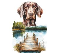 German Shorthaired Pointer Notebook for Dog Lovers - 6 x 9 College Ruled Lined Notebook, Paperback Matte Cover, GSP by a Lake with Rustic Wooden Dock, Journal for Writing, Notes and Planning