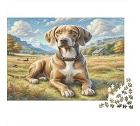 German Shorthaired Pointer Recycled Board Puzzle Rhodesian Ridgeback in Grassy Field for Adults and Kids Age 12 Years Great Gift 70x50cm/1000pcs