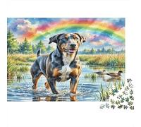 German Shorthaired Pointer Rompecabezas 1000 Piezas para Adultos y Niños | Juego Desafiante Perro en Agua bajo Arcoíris Regalo de Decoración del Hogar 52x38cm/1000pcs
