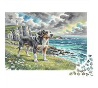 German Shorthaired Pointer Rompecabezas de Papel Perro Mestizo Junto a ruinas de Castillo, Set de Regalo de cumpleaños para Entrenamiento Cerebral 70x50cm/1000 Piezas