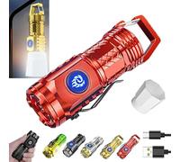 German Three-Eyed Monster Mini Flash Super Power Flashlight, Thumb Sized Flashlight From Germany, 3 Eyed Mini Monster Flashlight, High Lumen Rechargeable Waterproof Pocket Flashlight (Red)