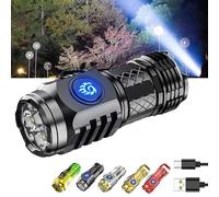 German Three-Eyed Monster Mini Flash Super Power Flashlight, Thumb Sized Flashlight From Germany, 3 Eyed Mini Monster Flashlight, High Lumen Rechargeable Waterproof Pocket Flashlight (Black)