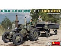 German Tractor D8506 Con Cargo Trailer 1 :3 5 Plástico Modelo Kit Miniart