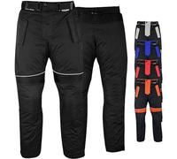 German Wear Pantalones de moto para hombre con protectores 2CE de Cordura 600D, resistentes al viento, impermeables con forro térmico extraíble y lavable, cintura elástica y cremallera de conexión