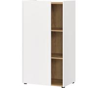 Germania Archivador 6001-633 GW-HASSELT, en Blanco/Roble, diseño sin Tiradores, Certificado FSC, 62 x 115 x 42 cm (Ancho x Alto x Profundidad)