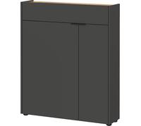 Germania Armario Zapatero 1319-549 GW-Ameca, de Grafito/Roble navarra, con amortiguación en Las Puertas, 83 x 99 x 22 cm (Ancho x Alto x Profundidad)