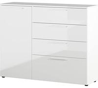 Germania Cómoda 3554-84 GW-Sunnyvale, Frente y Estante Superior de Alto Brillo, Blanco, 135x107x40 cm