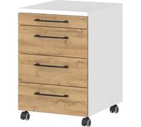 Germania Contenedor con Ruedas 4251-559 GW-Profi, en Blanco/Roble Grandson-NB., con Compartimento para Herramientas, 42 x 61 x 49 cm (AnxAlxPr)