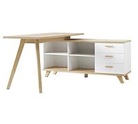 GERMANIA DIE MÖBELMACHER Desk Escritorio, Engineered Wood, Blanco (Roble de Sanremo), 144 x 75 x 145 cm