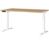 GERMANIA DIE MÖBELMACHER Escritorio 7905-242, en Navarra-Eiche-NB. /Blanco, Altura Regulable, 140 x 120 x 80 cm (Ancho x Alto x Profundidad)