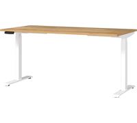 GERMANIA DIE MÖBELMACHER Escritorio 7908-242, en Navarra-Eiche-NB. /Blanco, Ajustable en Altura, 160 x 120 x 80 cm (Ancho x Alto x Profundidad)