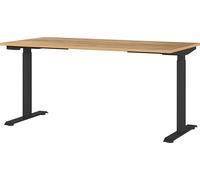 GERMANIA DIE MÖBELMACHER Escritorio 7908-593, en Navarra-Eiche-NB. /Negro, Ajustable en Altura, 160 x 120 x 80 cm (Ancho x Alto x Profundidad)