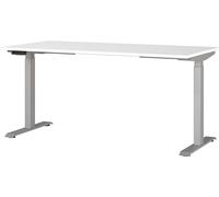 GERMANIA DIE MÖBELMACHER Escritorio 7908-639, en Blanco/Plata, Ajustable en Altura, 160 x 120 x 80 cm (Ancho x Alto x Profundidad)