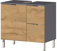 GERMANIA DIE MÖBELMACHER Mueble para Lavabo, Engineered Wood, Grafito,Grandson-Roble NB, 60 x 56 x 34 cm