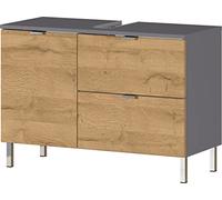 GERMANIA DIE MÖBELMACHER Mueble para Lavabo, Engineered Wood, Grafito,Grandson-Roble NB, 80 x 56 x 34 cm