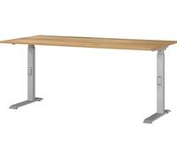 Germania Escritorio 7911-641, en Roble Navarro repro/Silver, Altura Ajustable, 160 x 91 x 80 cm (Ancho x Alto x Profundidad)