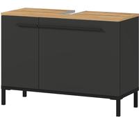 Germania Mueble bajo Lavabo 2670-549 GW-Yonkers, en Grafito/Roble navarra repro, con Recorte de sifón, 80 x 59 x 34 cm (AnxAlxPr)