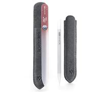 GERMANIKURE Juego de limas de uñas de cristal de cristal y colección Moments NOT Things en funda de piel de ante - Hecho a mano en la República Checa - empujador de cutículas, removedor de callos