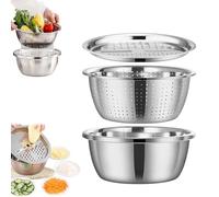 Germany - Lavabo multifuncional de acero inoxidable 5 en 1, para triturar y drenar, con colador de verduras y cesta de drenaje, para verduras, frutas, enjuague de arroz (11.0 pulgadas)