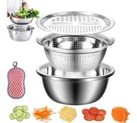 Germany Multifunctional Stainless Steel Basin, 5-in-1 Stainless Steel Shredding and Drainage, Vegetables Drainage Chopping Basin Shredder Bowl for Kitchen (28cm/11.02in)