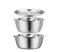 Germany Multifunctional Stainless Steel Basin-Stainless Steel Shredding & Drainage Chopping Basin 3 in 1 Kitchen Grater Set (#B)