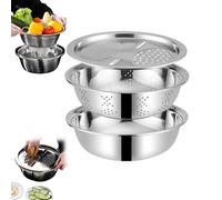 Germany Multifunctional Stainless Steel Basin, Stainless Steel Shredding & Drainage Chopping Basin, 5 in 1 Colanders Basins, Multifunctional Grater Basins (10.24in)