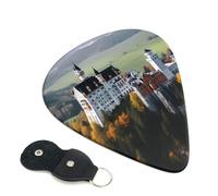 Germany Neuschwanstein Castle - Púas de guitarra de celuloide de 0,46 mm de grosor con soporte de cuero para púas, púas de guitarra personalizadas para bajo, guitarras eléctricas y acústicas, regalo