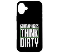 germaphobes think dirty Diseño para un estudiante de alemán Carcasa para iPhone 16 Plus