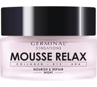GERMINAL - Sensations Mousse Relax | Crema de Noche con Colágeno, Vitamina B12 y Ácidos Alfa Hidroxiácidos (AHA) | Hidratante Reparadora Antiedad | Piel Renovada, Suave y Flexible | 50 ml