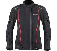 Germot MotoQueen impermeable Chaqueta textil de motocicleta para mujer, negro/rojo, Talla 50