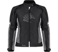 Germot Tara impermeable Chaqueta textil de motocicleta para mujer, negro-gris-blanco, tamaño 46