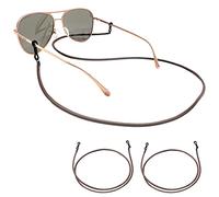 GERNEO® - El original - Correa de cuero premium y cordón para gafas - Paquete doble en - Piel lisa unisex PU cordón para gafas de lectura y gafas de sol, marrón