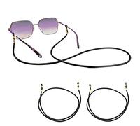GERNEO® - El original - Correa de cuero premium y cordón para gafas - Paquete doble en - Piel lisa unisex PU cordón para gafas de lectura y gafas de sol, Negro, Talla única