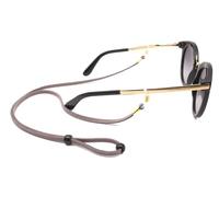 GERNEO® - Kuba - correa para gafas retro con aspecto de gamuza - cordón de cuero sintético para gafas de sol y de lectura - soportes dorados (gris)