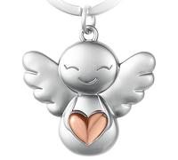 GERNEO - Llavero de ángel de la guarda Maya - Un corazón para ti - Noble amuleto de la suerte en oro, oro rosa o plata, Oro Rosa, 4 x 0.9 x 4 cm