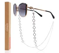 GERNEO® - Tokio - Collar para gafas de y banda para gafas de oro de 18 quilates o plata 925 -con eslabones pequeños y anillos -para gafas de lectura y gafas de sol,plata
