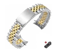 GeRnie Correa de acero inoxidable de 18mm, 19mm, 22mm, 20mm, hecha de Metal sólido, apta for reloj 4 Gear S3 S2, apta for pulsera 2Pro (Color : Silver gold and tool, Size : 18mm)
