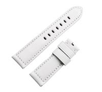 GeRnie Correa de reloj de cuero de vaca genuino, suave, resistente al agua, color blanco y negro, 22/24/26mm, hecha for correa, hebilla Tang Pin (Color : White, Size : 22MM_ROSE BUCKLE)