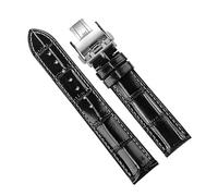 GeRnie Correa de reloj de cuero de vaca, hebilla de mariposa, pulsera de repuesto, 19mm, 20mm, 21mm (Color : Black-butterfly, Size : 19mm)