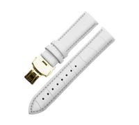 GeRnie Correa de reloj de piel auténtica de becerro, correa de reloj de grano de cocodrilo de 14mm, 16mm, 18mm, 19mm, 20mm, 21mm, 22mm y 24mm (Color : White gold clasp, Size : 15mm)