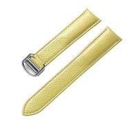 GeRnie Correa de reloj de piel de vaca con patrón de lichi, hombres y mujeres que se adaptan a la pulsera de cuero (Color : Light yellow, Size : 22mm)